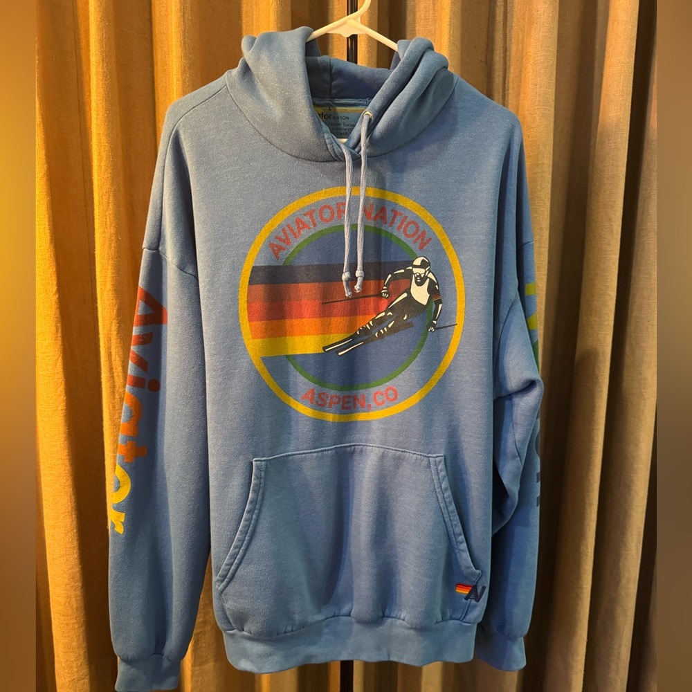 AVIATOR NATION - ASPEN RELAXED PULLOVER HOODIE // Large // Blue 💙